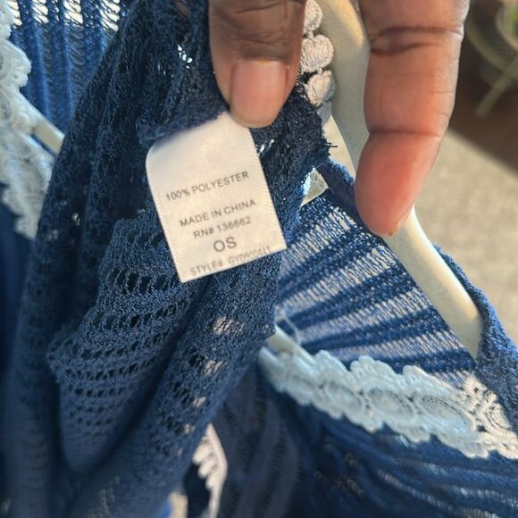 FRANCESCA'S Navy & White Swim Cover Up O/S - Picture 5 of 6